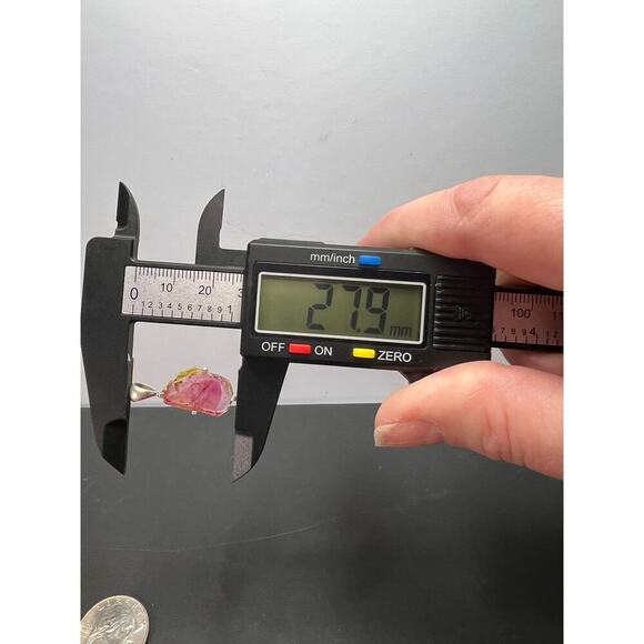 NEW Watermelon tourmaline sterling silver pendant 1.56 grams - Picture 6 of 11